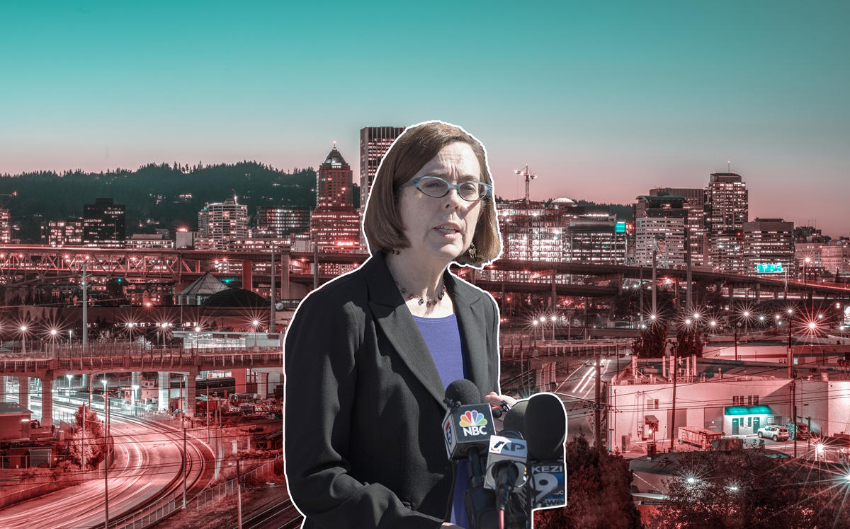 Governor Kate Brown and Portland (Credit: Getty Images and Unsplash)