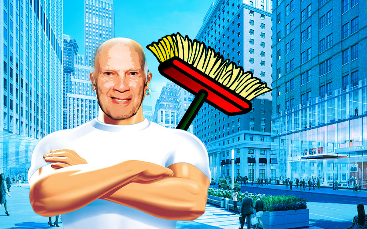 Steve Roth at One Penn Plaza as Mr. Clean (Credit: Getty Images and Mr. Clean)
