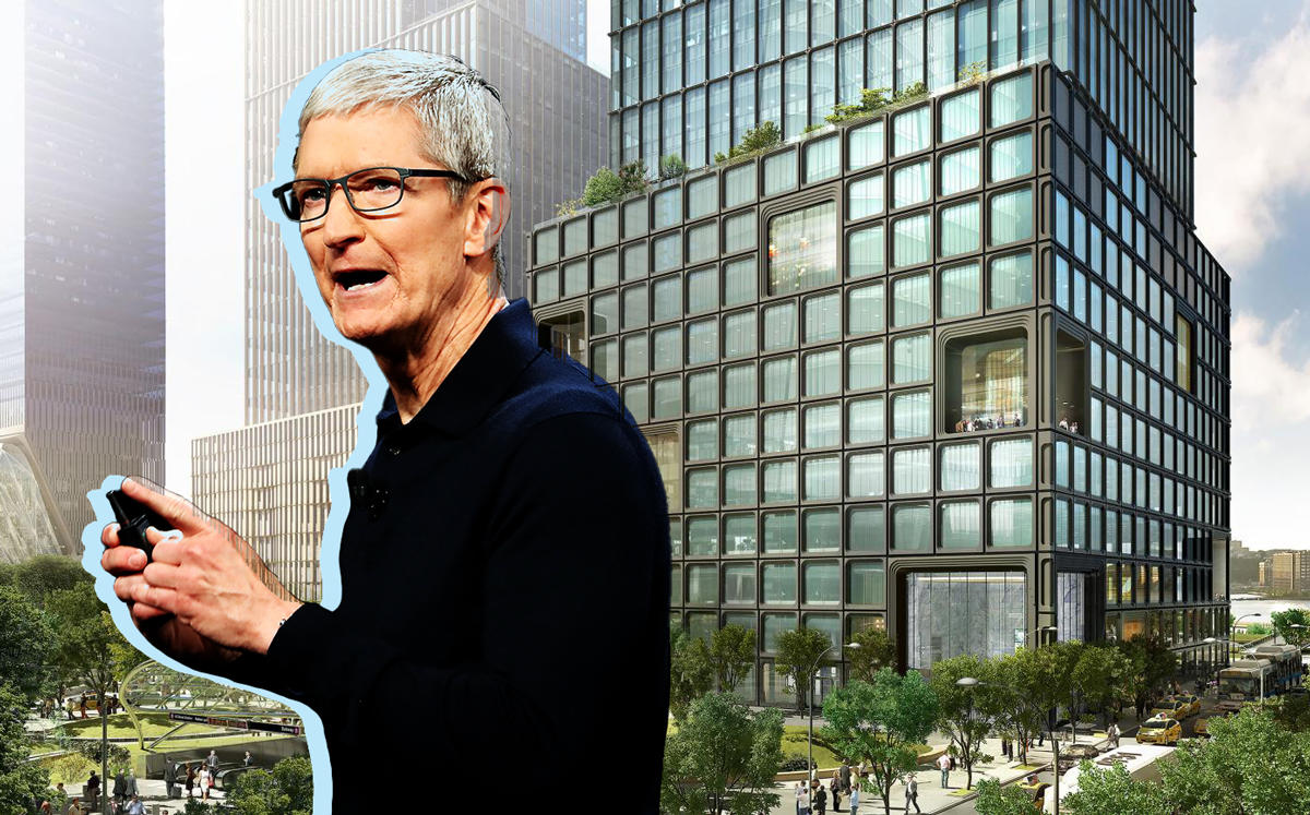 Tim Cook and 55 Hudson Yards (Credit: Getty Images and KPF)