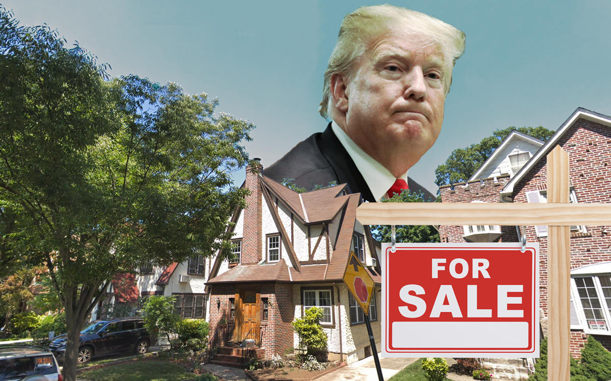 85-15 Wareham Place in Jamaica Estates with Donald Trump (Credit: Getty Images and Google Maps)