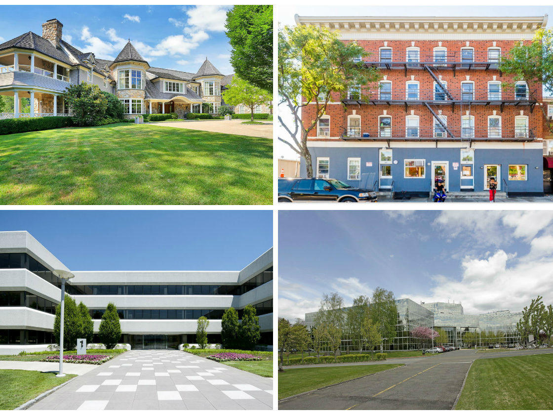 <em>Clockwise from top left: A lakefront home in Greenwich gets $11.2M in the area's largest residential trade so far in 2019, a Sleepy Hollow landlord sells an eight-building portfolio for $10.7M, Wells Fargo Advisors signs a new lease ahead of a planned move from White Plains to Purchase and a Yonkers manufacturer relocates to Rye Brook with help from the Westchester IDA.</em>