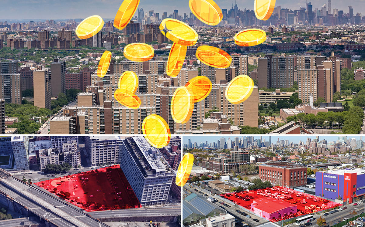 Clockwise from the top: Starrett City, 175-225 3rd Street, and 30 Front Street in Brooklyn (Credit: iStock)
