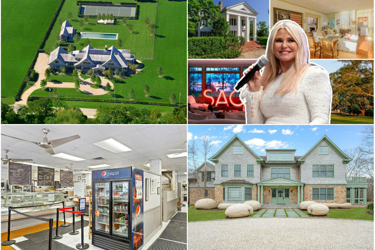 <em>Clockwise from top left: A Water Mill estate hits the market with an $18.4M price tag, Christie Brinkley sells her Sag Harbor mansion after hacking almost $8M off the price, a North Haven estate returns to the market after chopping its ask down to nearly $6.8M and an East Hampton property home to Goldberg's Famous Bagels trims its listing price to $4.5M.</em>