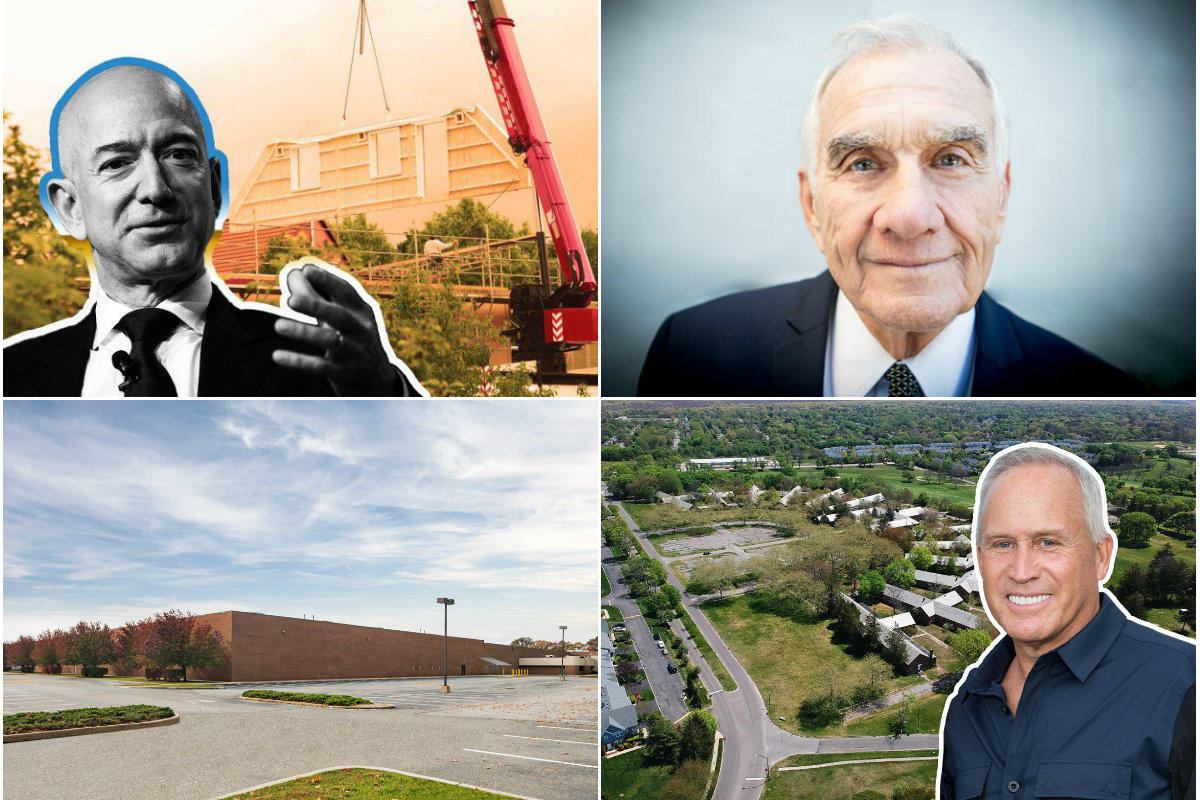<em>Clockwise from top left: Officials worry that Amazon pullout could damage Long Island development prospects, Jerry Wolkoff sues Suffolk County over a sewer connection to his massive Heartland Town Square development in Brentwood, Hamptons developer Joe Farrell gets $65M to build Central Islip rentals and Amneal Pharmaceuticals signs a lease with Rechler Equity on a building in Yaphank.</em>