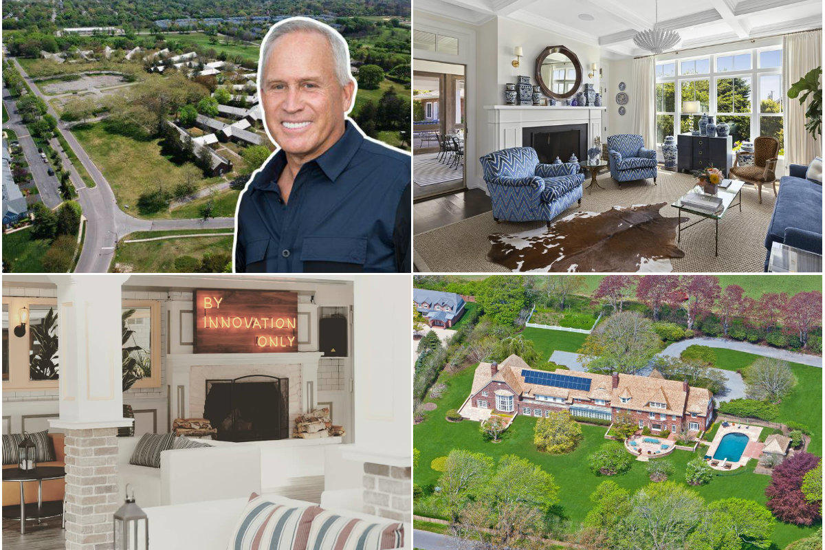 <em>Clockwise from top left: Hamptons builder Joe Farrell gets $65M for 268-unit Central Islip rental project, $2M cut from oceanview Montauk compound's asking price, 1stdibs founder lists Southampton home for $3M less than he bought it for four years ago and a landlord may evict co-working space the Spur from its under-construction flagship in Southampton.</em>