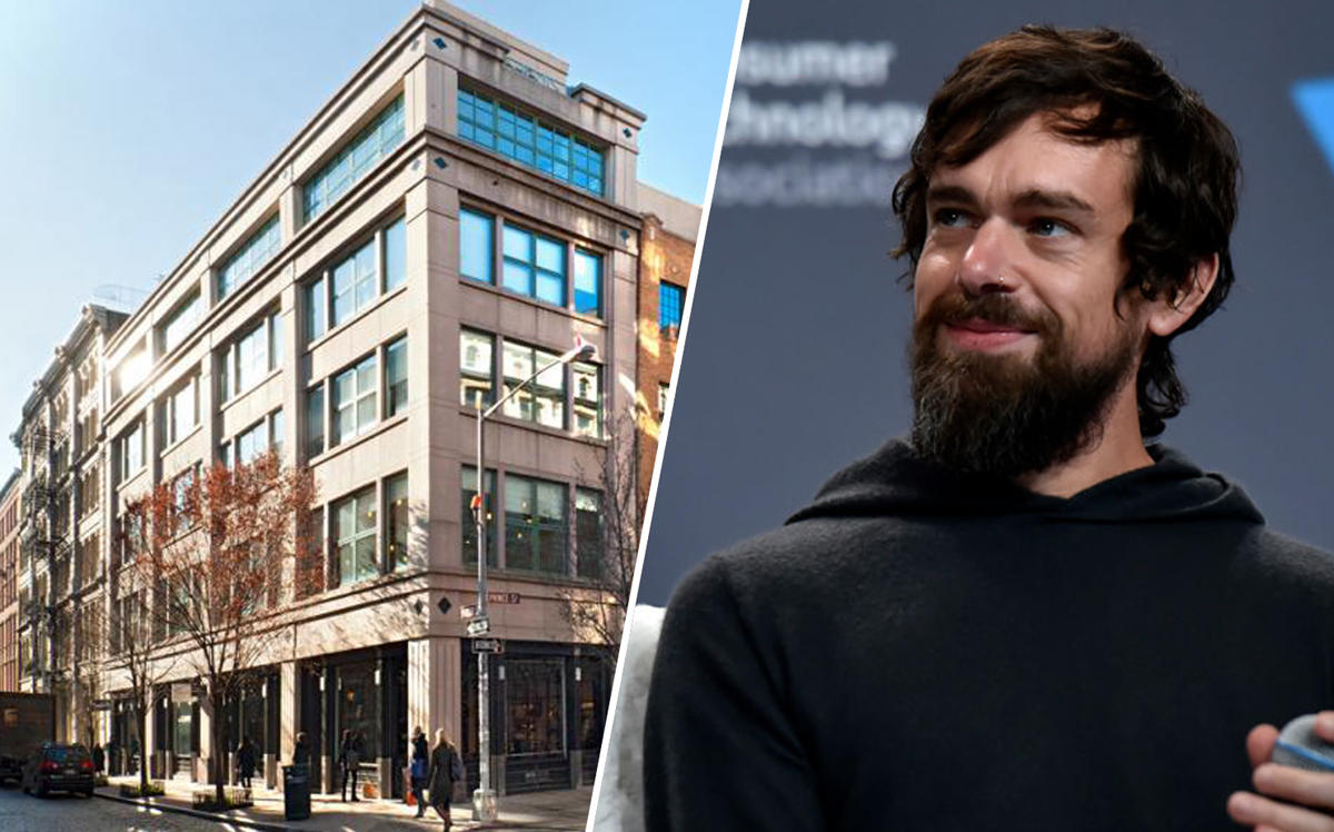 130 Prince Street and Square CEO Jack Dorsey (Credit: Wikipedia and Getty Images)