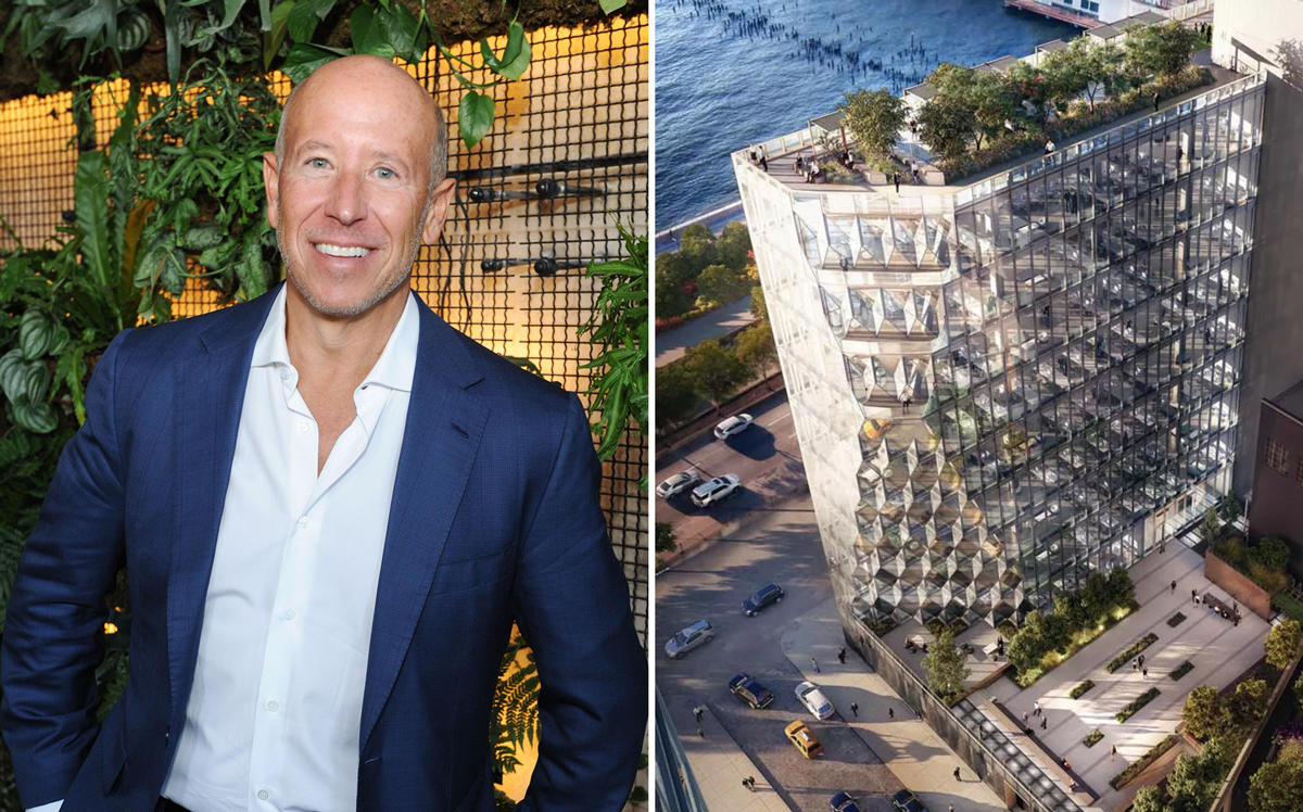 A rendering of 40 10th Avenue and Starwood Capital CEO Barry Sternlicht (Credit: Getty Images and Curbed NY)
