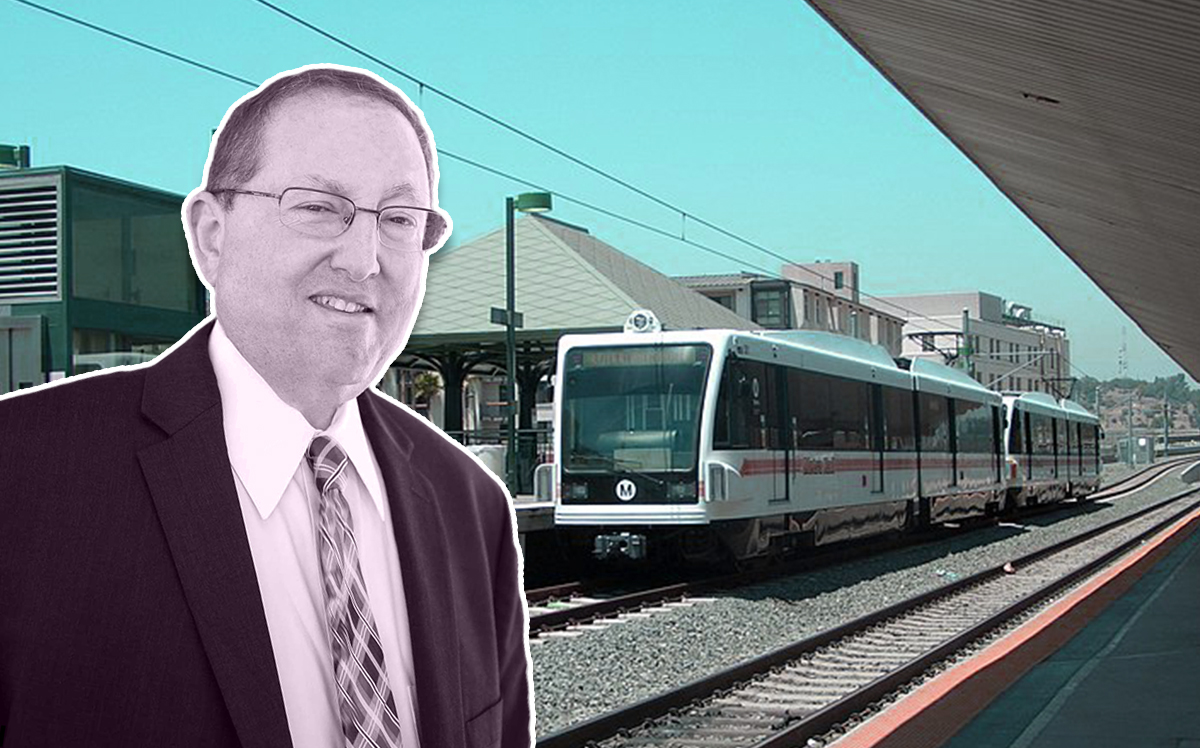 Council member Paul Koretz and a Metro train at Union Station
