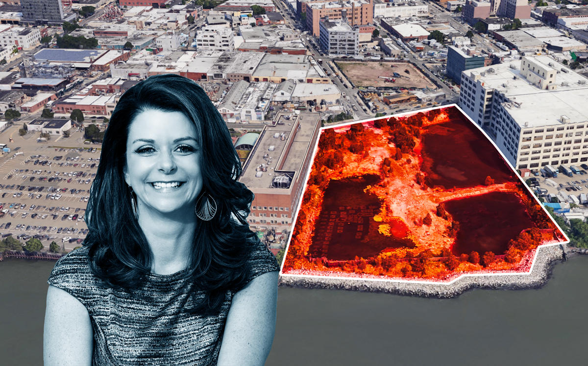 L&amp;L MAG CEO MaryAnne Gilmartin and 44-02 Vernon Boulevard in Long Island City (Credit: Google Maps)