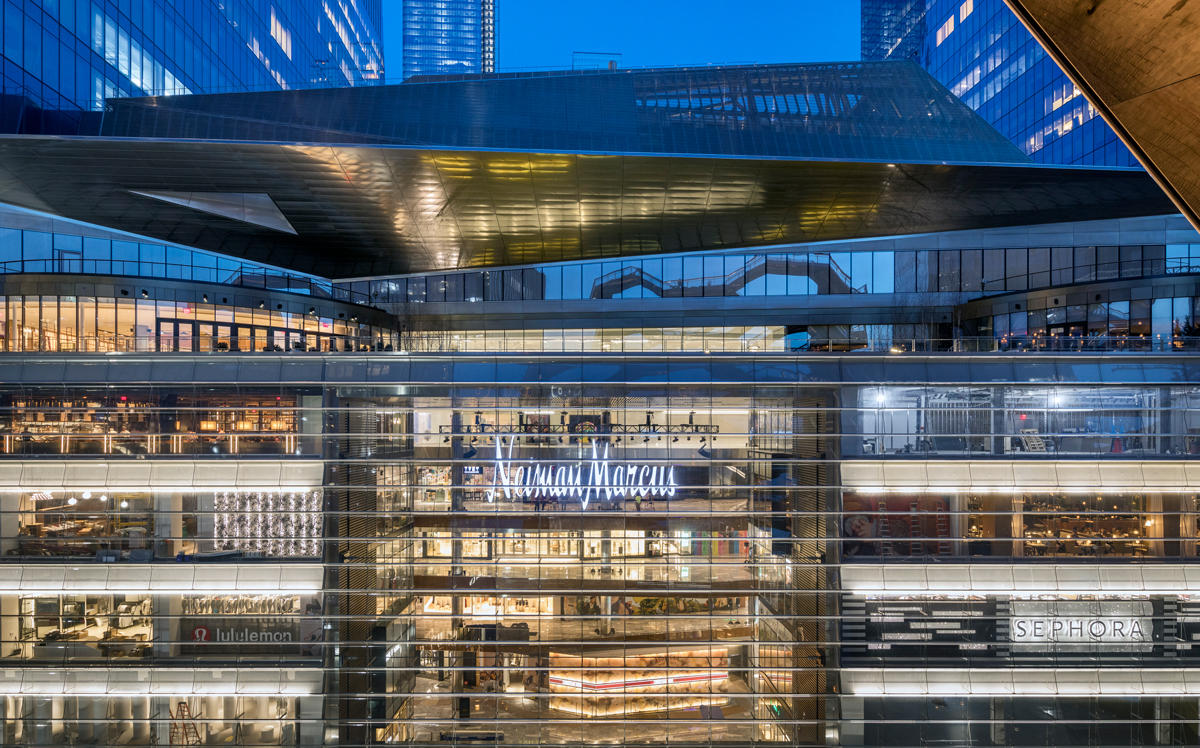 An exterior view of The Shops &amp; Restaurants at Hudson Yards (Credit: Francis Dzikowski for Related-Oxford)