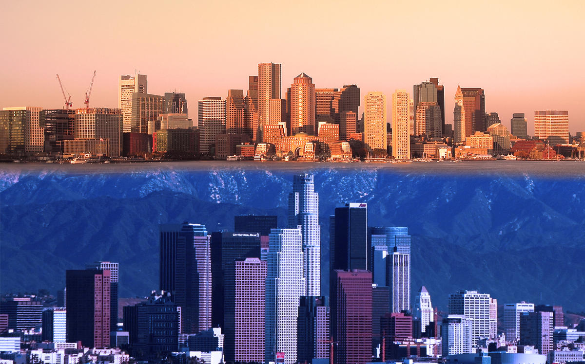 Boston and L.A. skylines (Credit: Wikipedia)