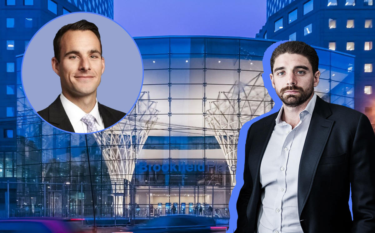 Convene CEO Ryan Simonetti and Brookfield's Ben Brown (inset) with Brookfield Place at 230 Vesey Street (Credit: Rockrose and Convene)