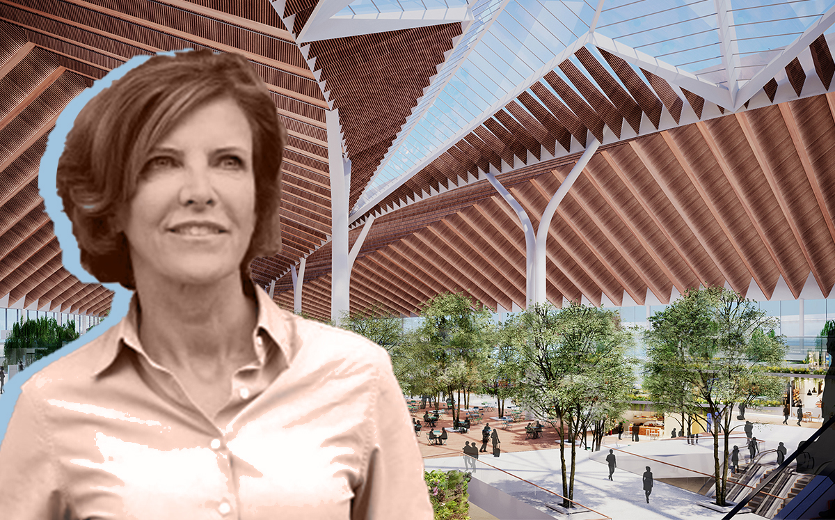 Jeanne Gang and a rendering of the willing O’Hare expansion design