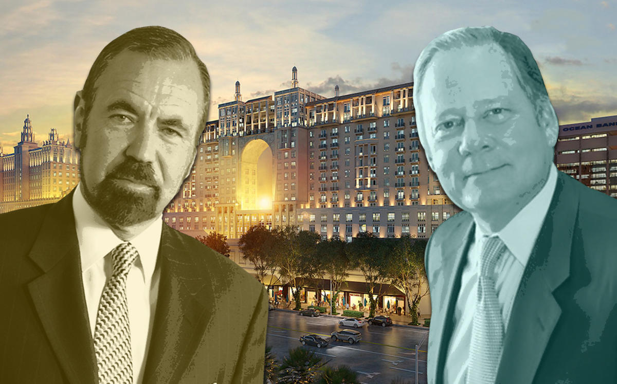 Jorge Perez, Allen Morris, and a rendering of Coral Gables City Center