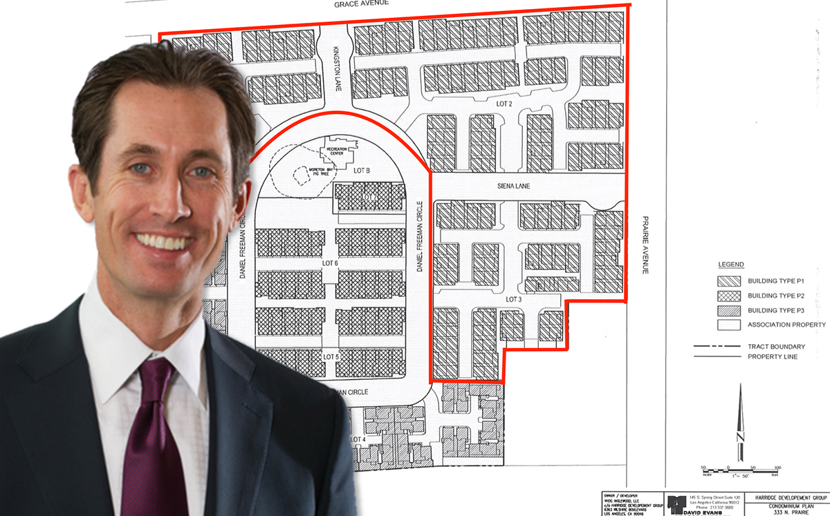 Pulte Group CEO Ryan Marshall with map of its share of  planned Inglewood subdivision (Credit: Twitter)