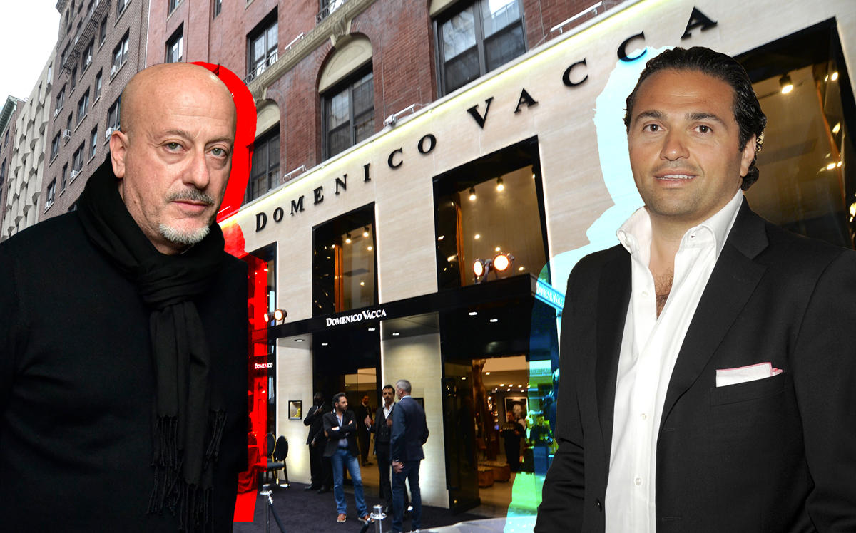 Domenico Vacca and landlord Solly Assa with the Domenico Vacca store at 15 West 55th Street (Credit: Getty Images)
