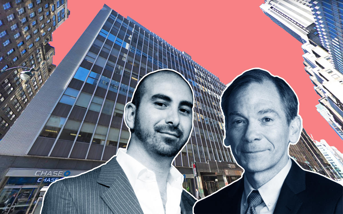 Alex Sapir and HanesBrands CEO Gerald Evans Jr with 260 Madison Avenue (Credit: Getty Images, Google Maps, and Business Roundtable)