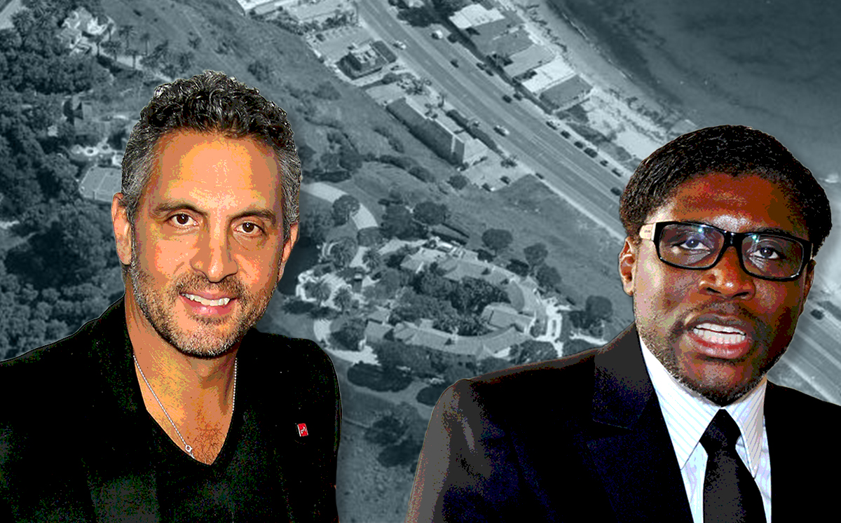 From left: Mauricio Umansky and Teodoro Obiang with the Sweetwater Mesa Road property (Credit: Getty Images)