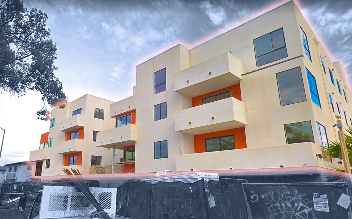 The apartments at 5727 La Mirada Avenue under construction last May (Credit: Google Maps)