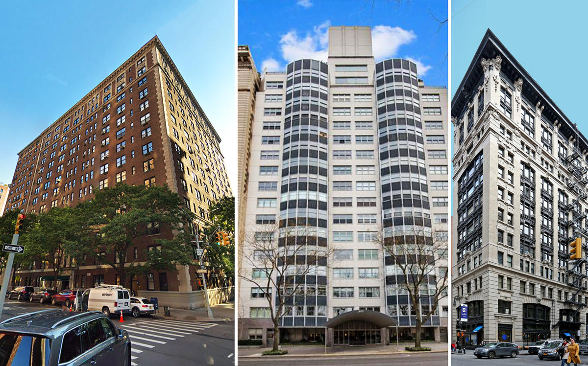 From left: 1125 Park Avenue, 900 Fifth Avenue, 684 Broadway (Credit: Google Maps)