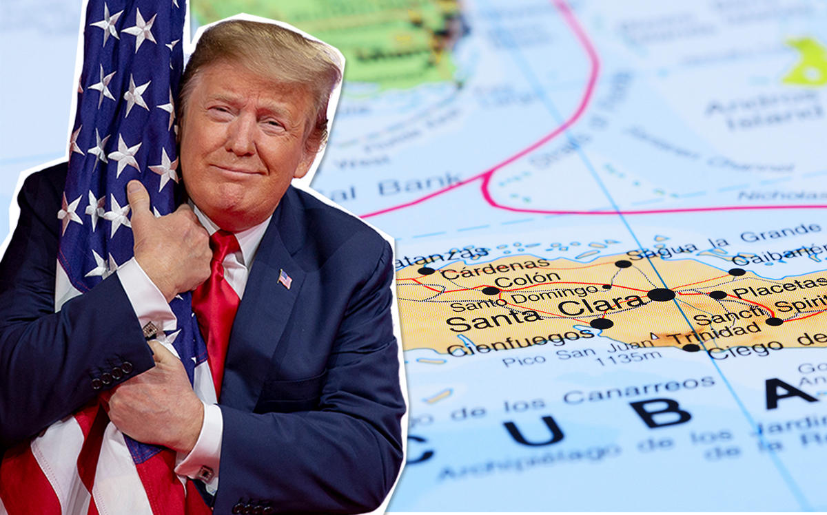 President Donald Trump and a map of Cuba (Credit: Getty Images and iStock)