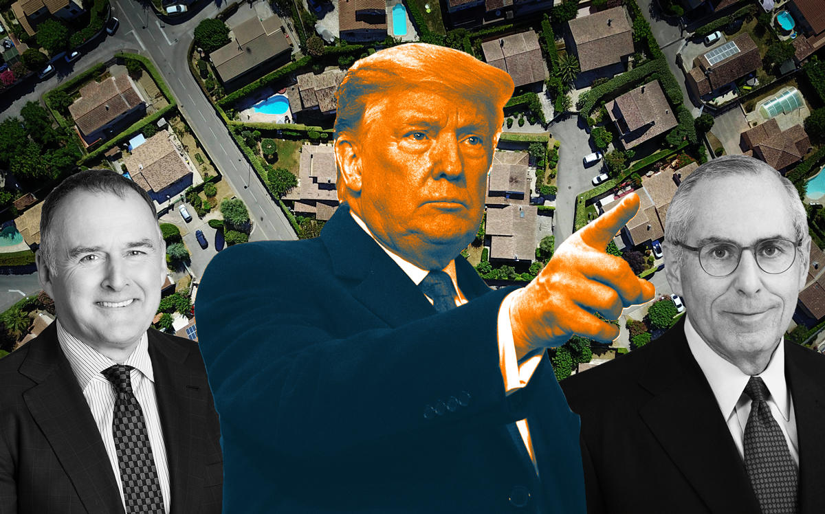 From left: Fannie Mae CEO Hugh R. Frater, President Donald Trump, and Freddie Mac CEO Donald H. Layton (Credit: Getty Images, Fannie Mae and Freddie Mac)
