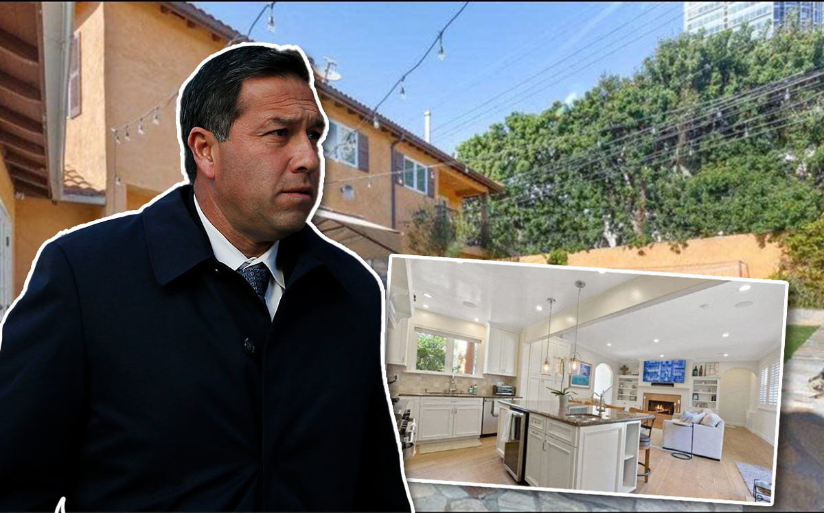 Jorge Salcedo and his backyard and kitchen at the Century City home (Credit: Getty Images and Realtor)