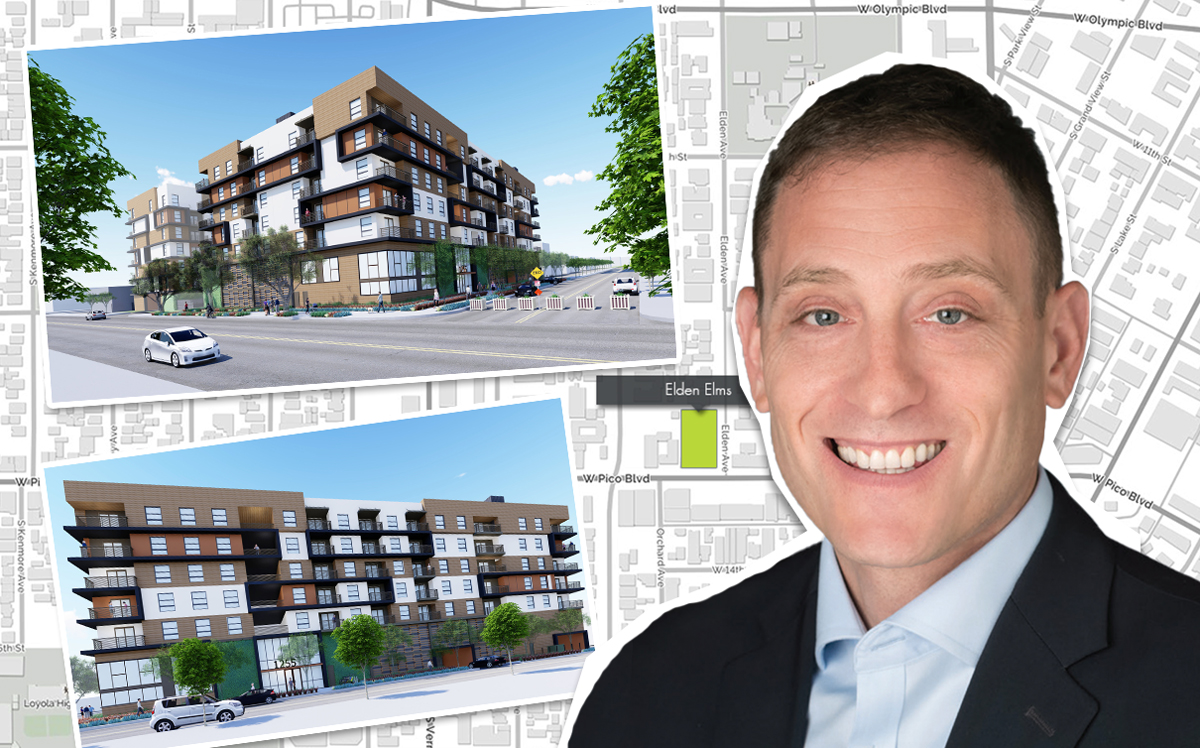 Jesse Slansky, President and CEO of West Hollywood Community Housing Corp., and the seven-story Elden Elms project set for the Pico-Union area of Los Angeles (Credit: Urban Architecture Lab)