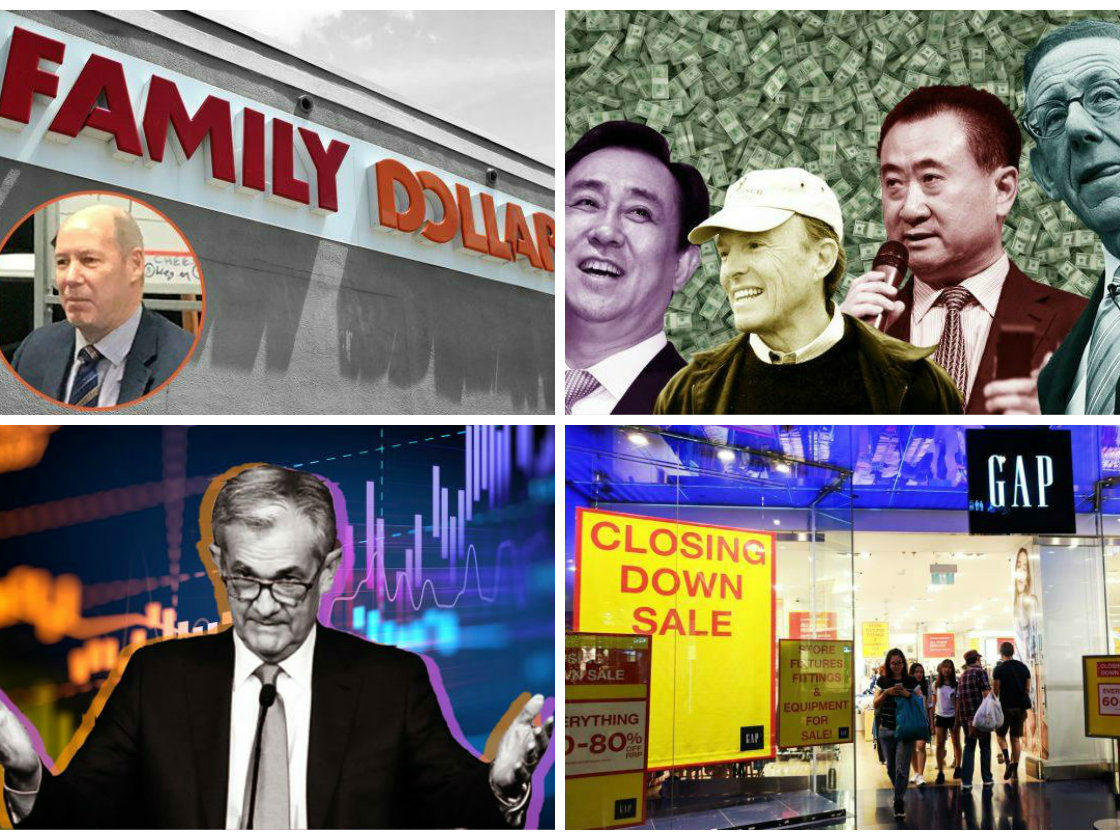 <em>Clockwise from top left: Dollar Tree to shutter or rebrand hundreds of Family Dollar stores, the richest real estate billionaires on an annual Forbes ranking hail from China and Hong Kong, dozens of Gap and Victoria’s Secret stores prepare to close amid low sales and real estate investment trusts are benefiting from the Federal Reserve’s decision to keep interest rates where they are.</em>