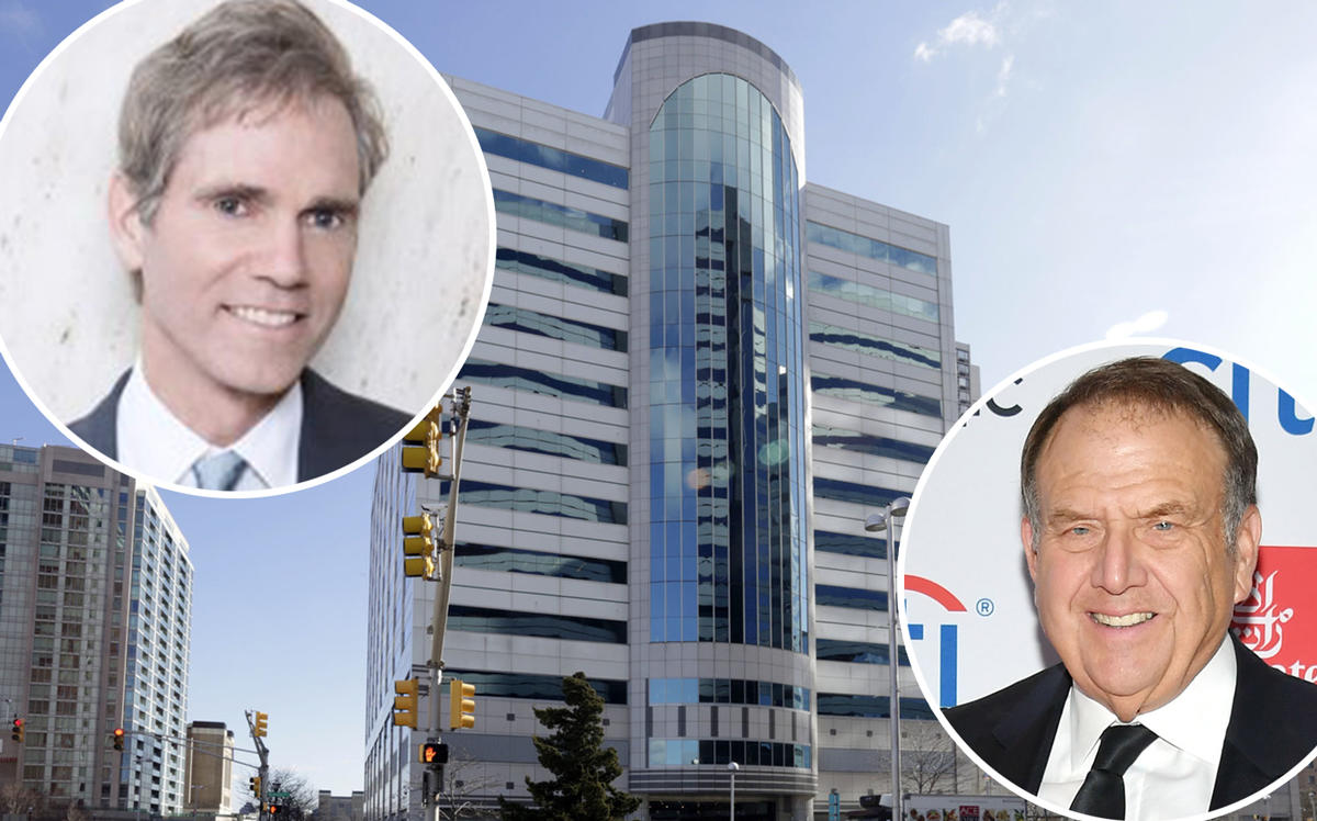 iStar CEO Jay Sugarman (left), The LeFrak Organization's Richard LeFrak, and 570 Washington Boulevard in Jersey City (Credit: Getty Images and iStar)
