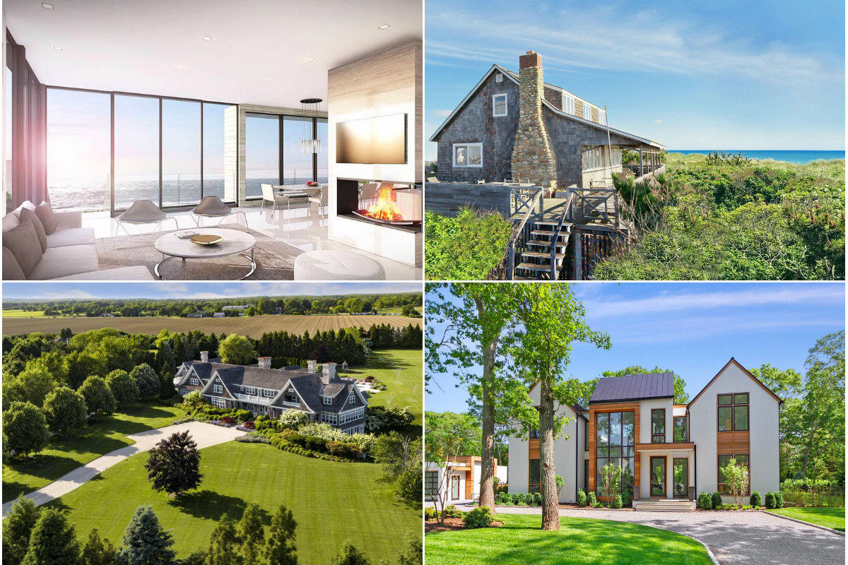 Clockwise from top left: Southampton home with 'oversized' wine storage goes for $1.5M as a summer rental, late choreographer Jerome Robbins' oceanfront Bridgehampton bungalow lists for nearly $15M, a Sag Harbor home goes into contract with its last listing price at nearly $6M and Sagaponack's Parsonage Lane is dubbed the Hamptons' priciest street for 2018.