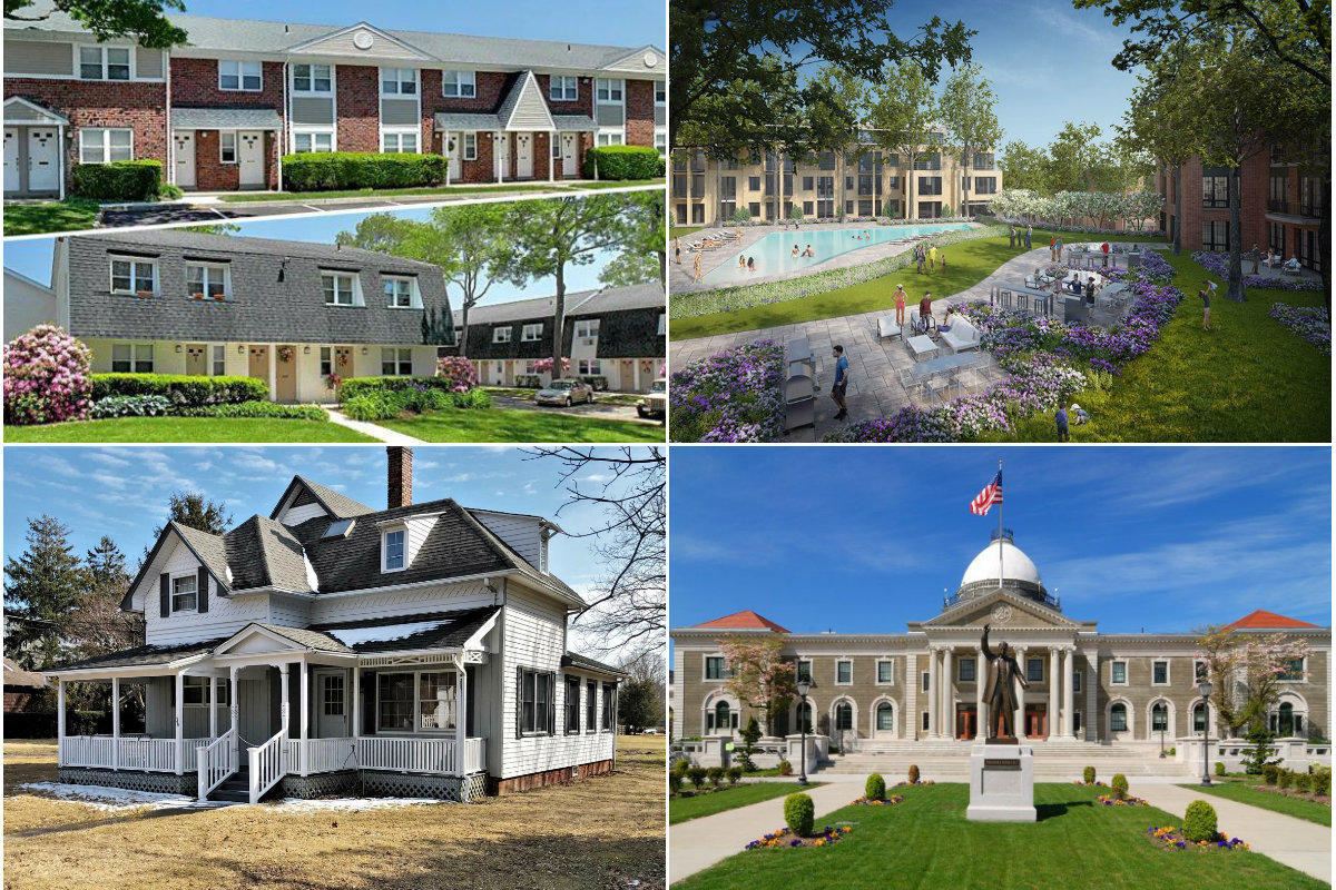 <em>Clockwise from top left: Fairfield Properties gets $275M from Freddie Mac for a Long Island multifamily portfolio acquisition, Syosset Park developers could ditch home plans to build more industrial facilities, Nassau County to pay $5.4 million and build more mixed-income housing to settle a lawsuit from 2005 and pending local home sales had a mixed February.</em>