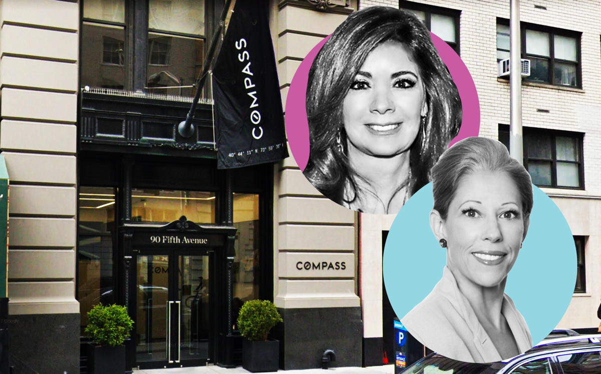 Adelaide Polsinelli and Robin Abrams of Compass with the Compass Global Headquarters at 90 Fifth Avenue (Credit: Google Maps)