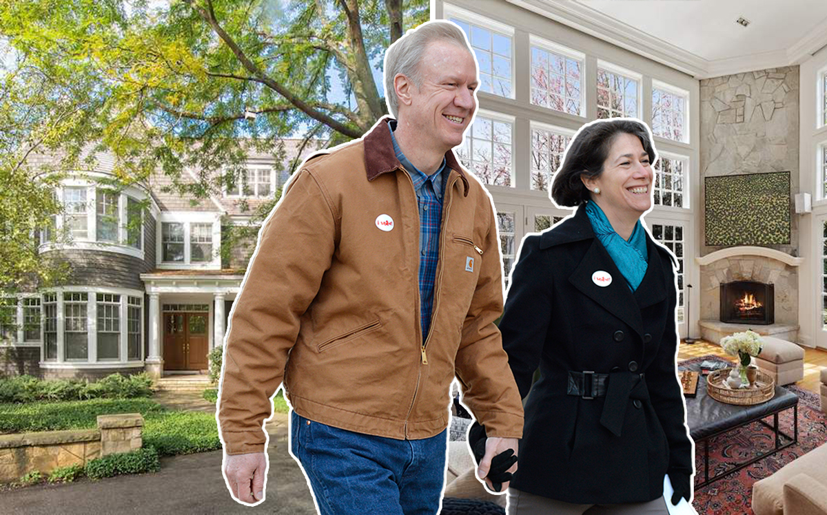 Bruce and Diana Rauner and 720 Rosewood Avenue (Credit: Getty Images)