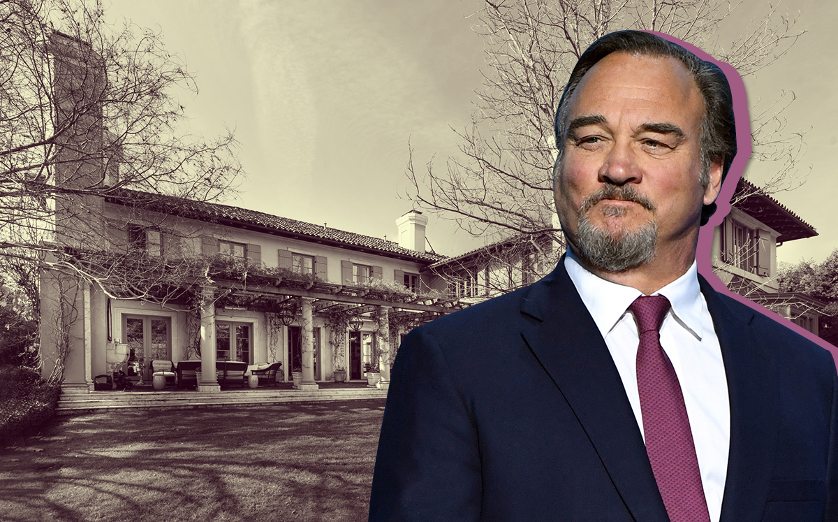 Actor Jim Belushi has relisted his estate in Brentwood for $28 million (Credit: Getty Images and Berkshire Hathaway)