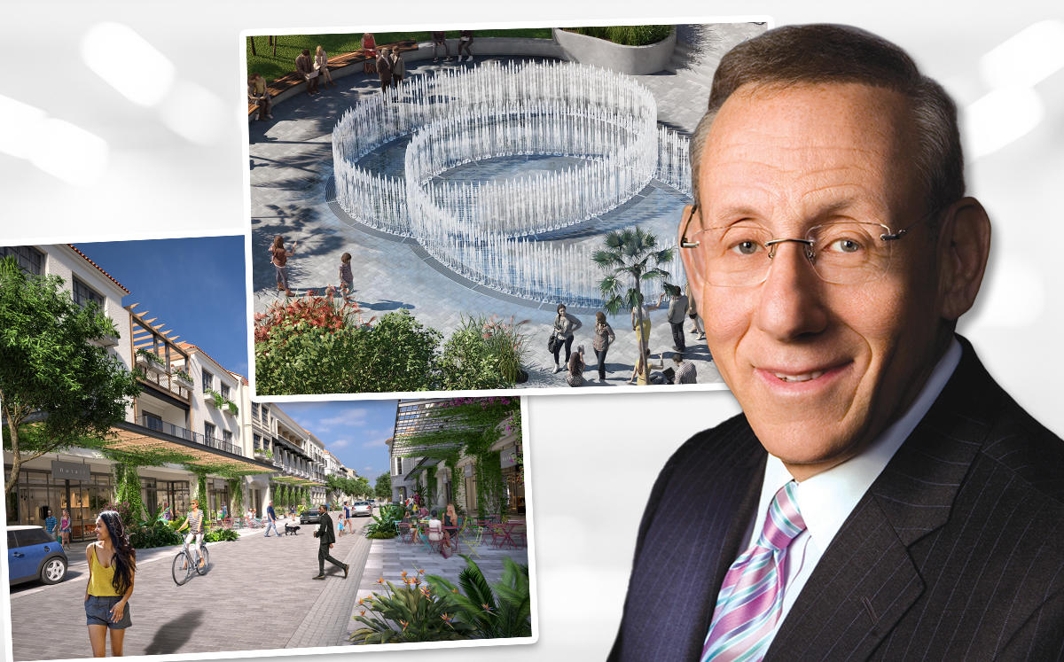 From left: Rendering of Rosemary Avenue and the Water Pavilion with Stephen Ross