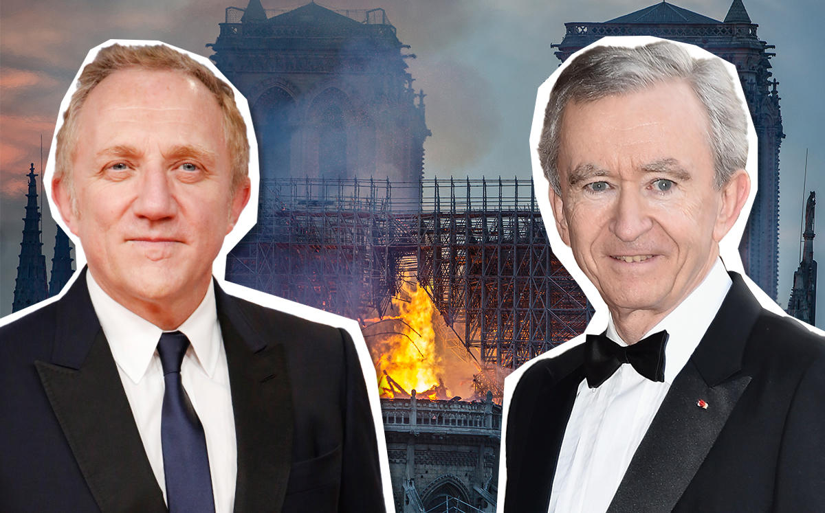 Bernard Arnault and François-Henri Pinault and the Notre-Dame Cathedral (Credit: Getty Images)