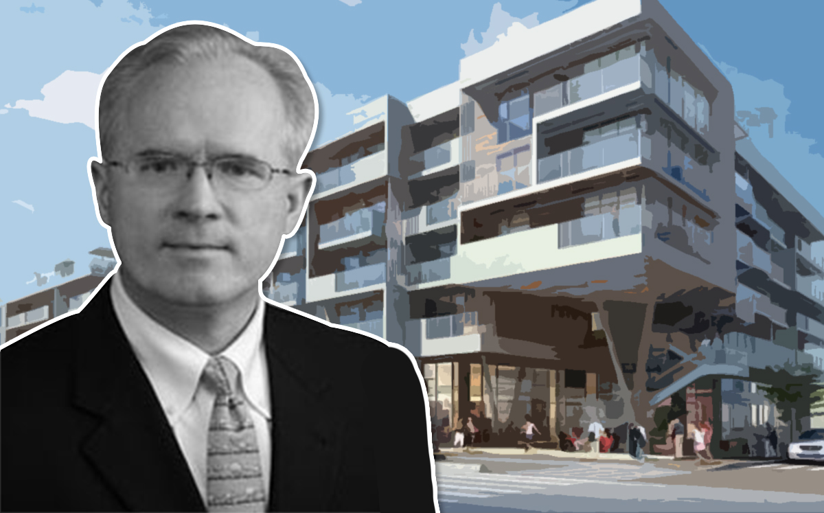 Kevin Farrell, President and COO of Fifield Realty Corp., and the development set for Lincoln Boulevard in Santa Monica (Credit: Fifield Companies)