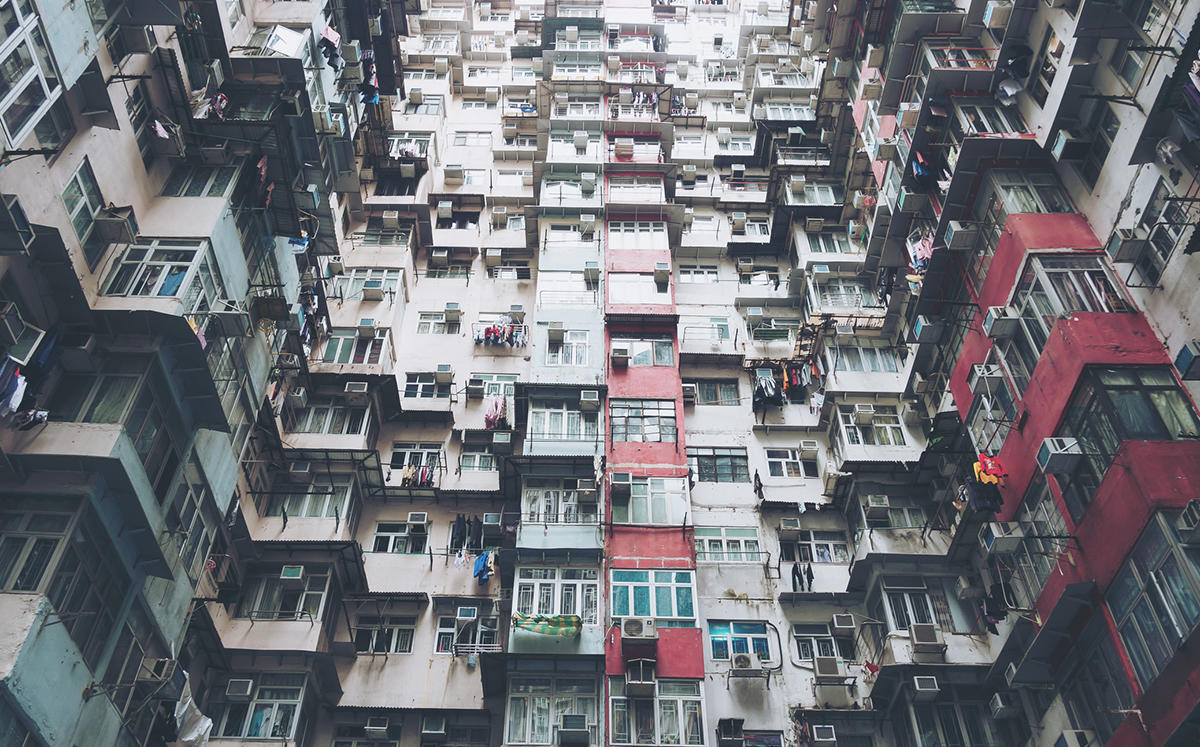 A crowded residential building in Hong Kong (Credit: iStock)