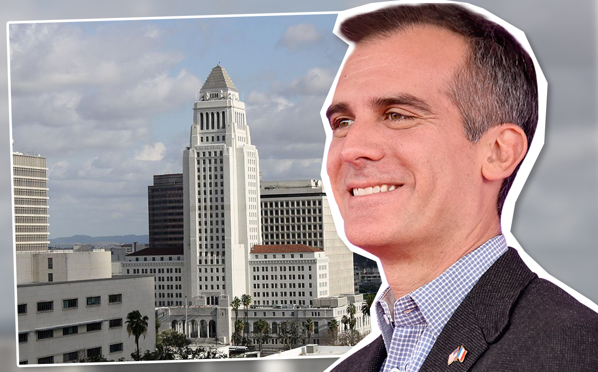 Los Angeles City Hall and Mayor Eric Garcetti (Credit: Getty Images)