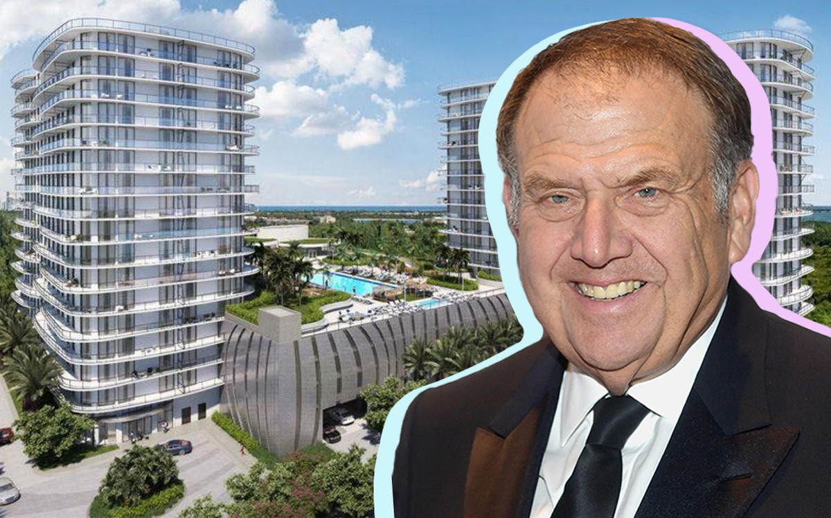 Richard LeFrak and a rendering of Solé Mia (Credit: ArX Solutions)