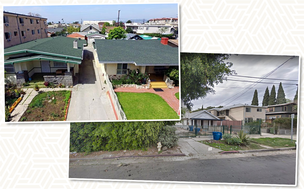 539 Hobart Boulevard and 627 N Dillon Street (Credit: Redfin and Google Maps)