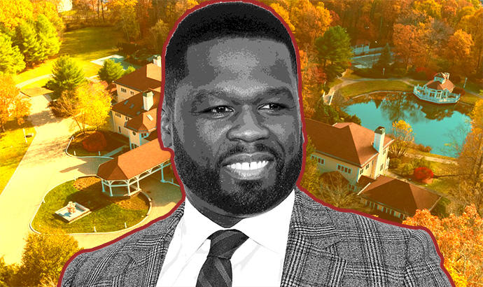 50 Cent and his Farmington mansion (Credit: Getty Images, Douglas Elliman)
