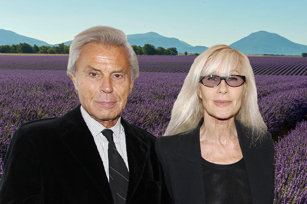 François and Betty Catroux in front of fields of lavender in Provence, France (Credit: Getty)
