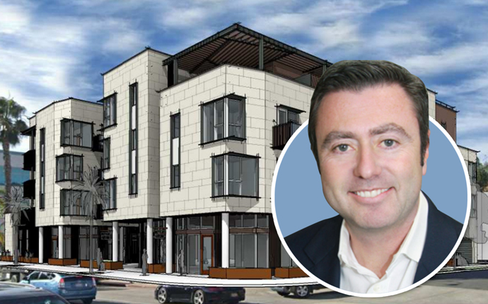 Cypress Equity Investments founder and CEO Michael Sorochinsky and the 53-unit project on Wilshire Boulevard (Credit: Cypress Equity Investments)