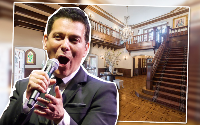 Michael Feinstein and a main room in the Los Feliz mansion