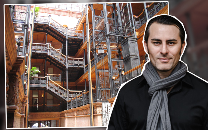 NeueHouse CEO Josh Wyatt and the inside of the Bradbury Building (Credit: Wikipedia)