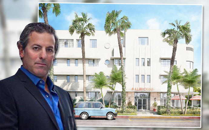 Scott Robins and a rendering of Palihouse Miami Beach