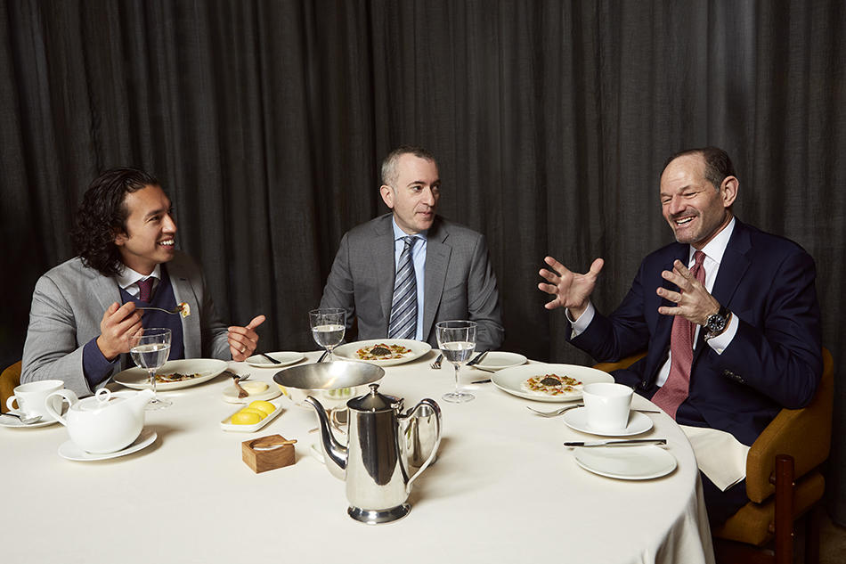 From left: Josh Schuster, Matthew Messinger and Eliot Spitzer (Photo by Emily Assiran)