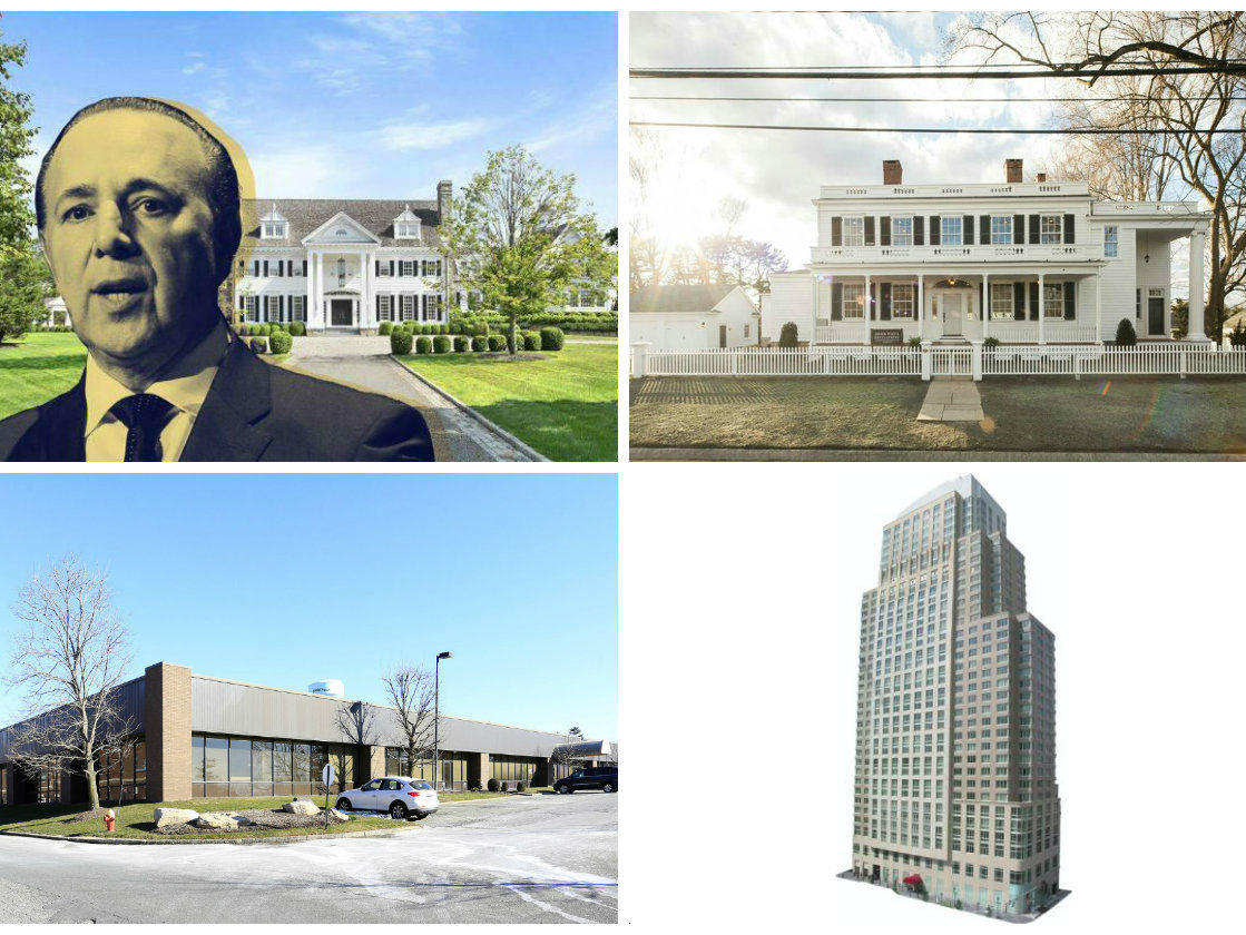 <em>Clockwise from top left: ‘Market realities’ forcing Greenwich homeowners to sell for less money, a 19th-century Fairfield home gutted by fire hits the market again after extensive renovations, One City Place in White Plains could fetch $155M in a sale and HFF arranges $400.6M in financing for a 56-building portfolio sale to a Westchester County developer.</em>